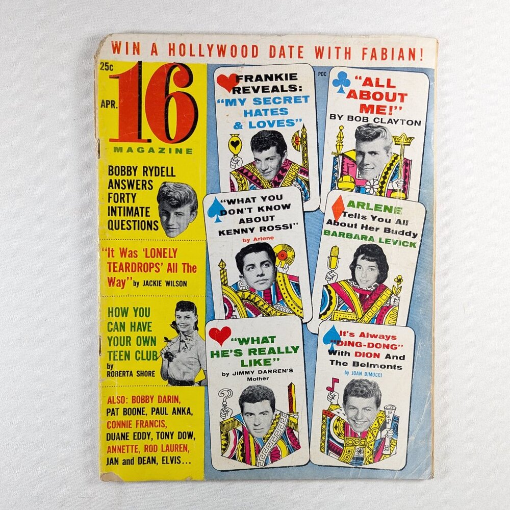 April 1960 vintage 16 magazine Win a Hollywood date with Fabian